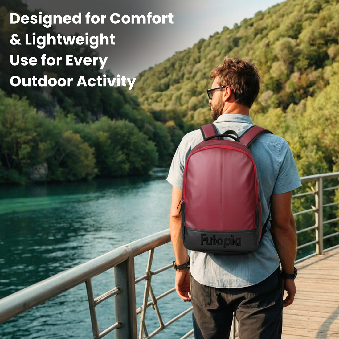 Futopia Large 35L Capacity Backpack Pu Leather Casual Bag With Fits Up To 17.3 Inch Laptop, Organizer Compartments | Back Zipper Pocket, Side Bottle & Small Zipper Pocket, For Men And Women, Unisex -