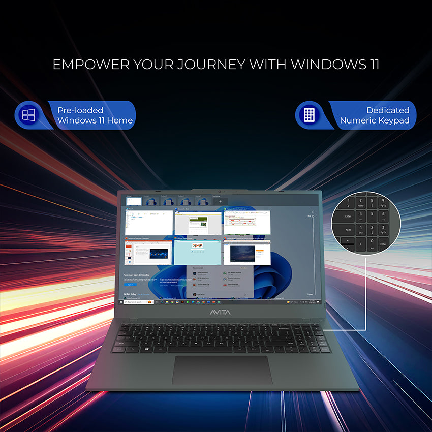 AVITA Liber E 12th Gen Intel core i3 Upto 4.40 GHz 8GB RAM 512GB SSD Expandable Upto 2TB  Windows 11 Home Thin & Light Black 1.84 Kg