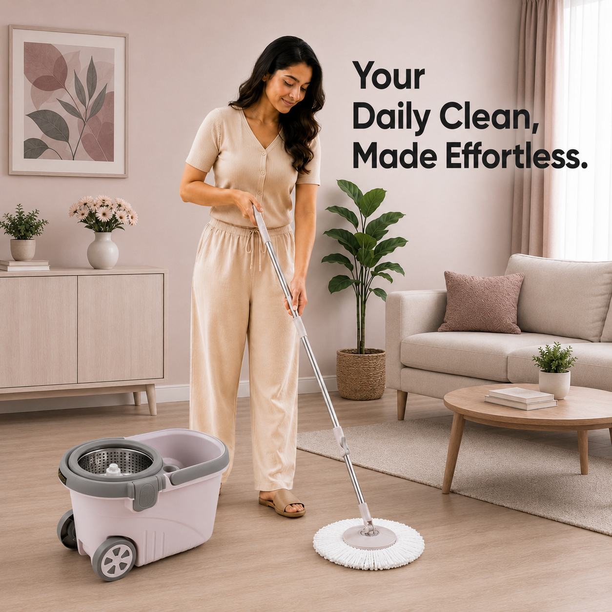 Novita Premium 360° Spin Mop Bucket Set | Steel Jali with Heavy Smart System | Easy Rinse | Telescopic Microfiber Mop & Soap Dispenser |1+1 Refill | Pocha | Big Wheels | Removes Over 99%* Bacteria