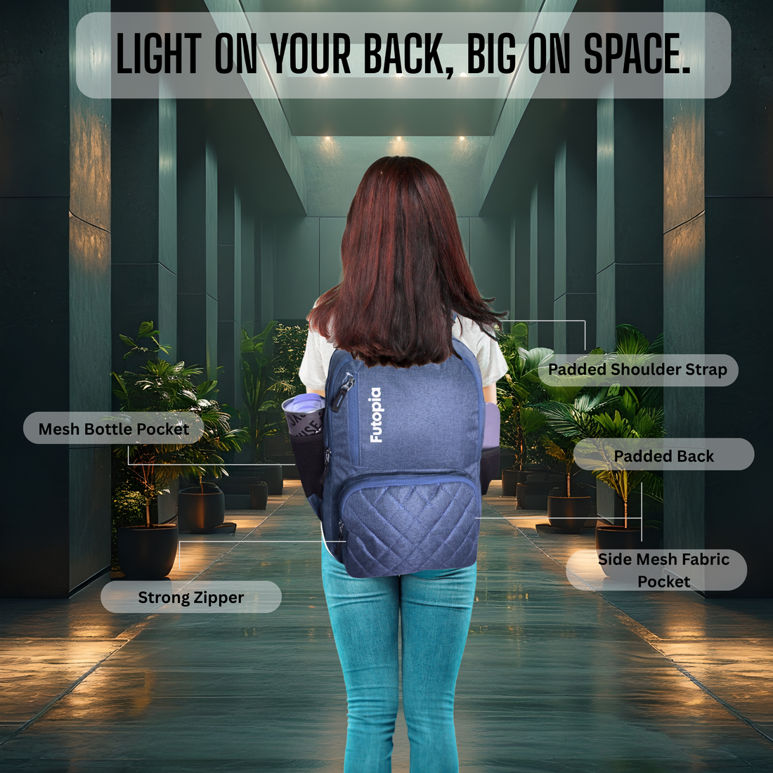 Futopia 25L Capacity Backpack Casual Bag With Fits 15.6 Inch Laptop, Organizer Compartments | 2 Front Zipp Pocket, Both Side Bottle Pockets, Luggage Strap For Men & Women Perfect For Office & College -Blue