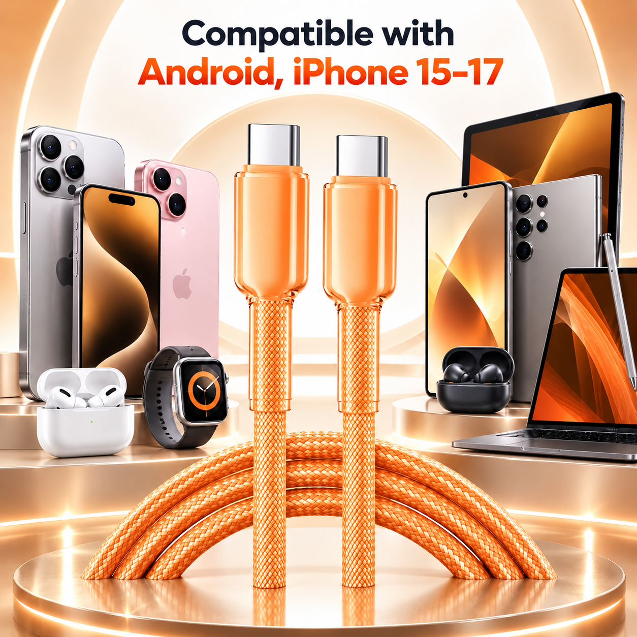 Futopia Titanium Series Low-Temperature Crystal Cable, Type-C to Type-C 100W Fast Charging, Compatible with iPhone 15–17 & Android