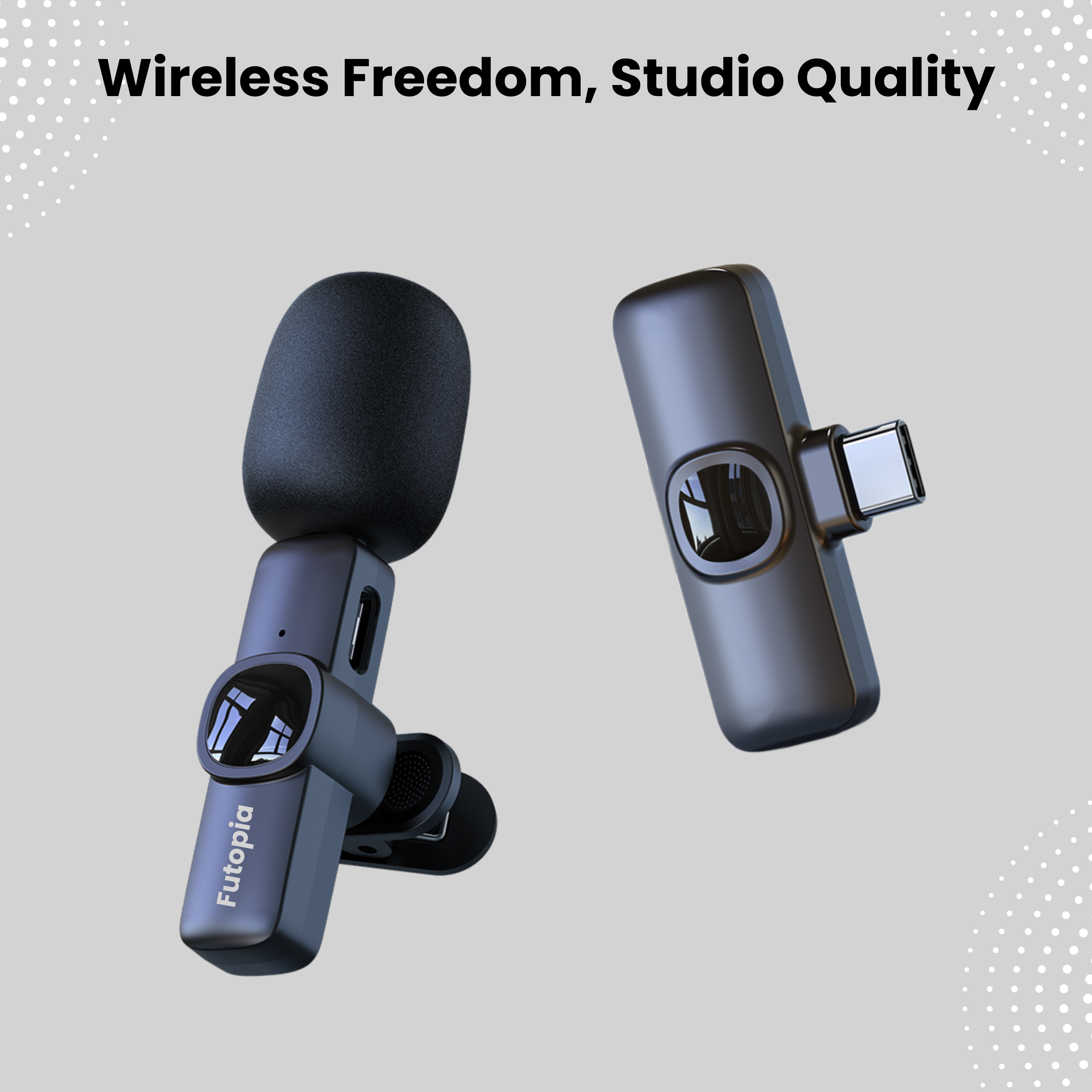 Futopia Wireless Lavalier Microphone for Android & iPhone, Plug & Play Clip-On Mic, AI Noise Cancellation, USB-C Receiver, 6H Battery, YouTube, Vlogging, Interview & Live Streaming