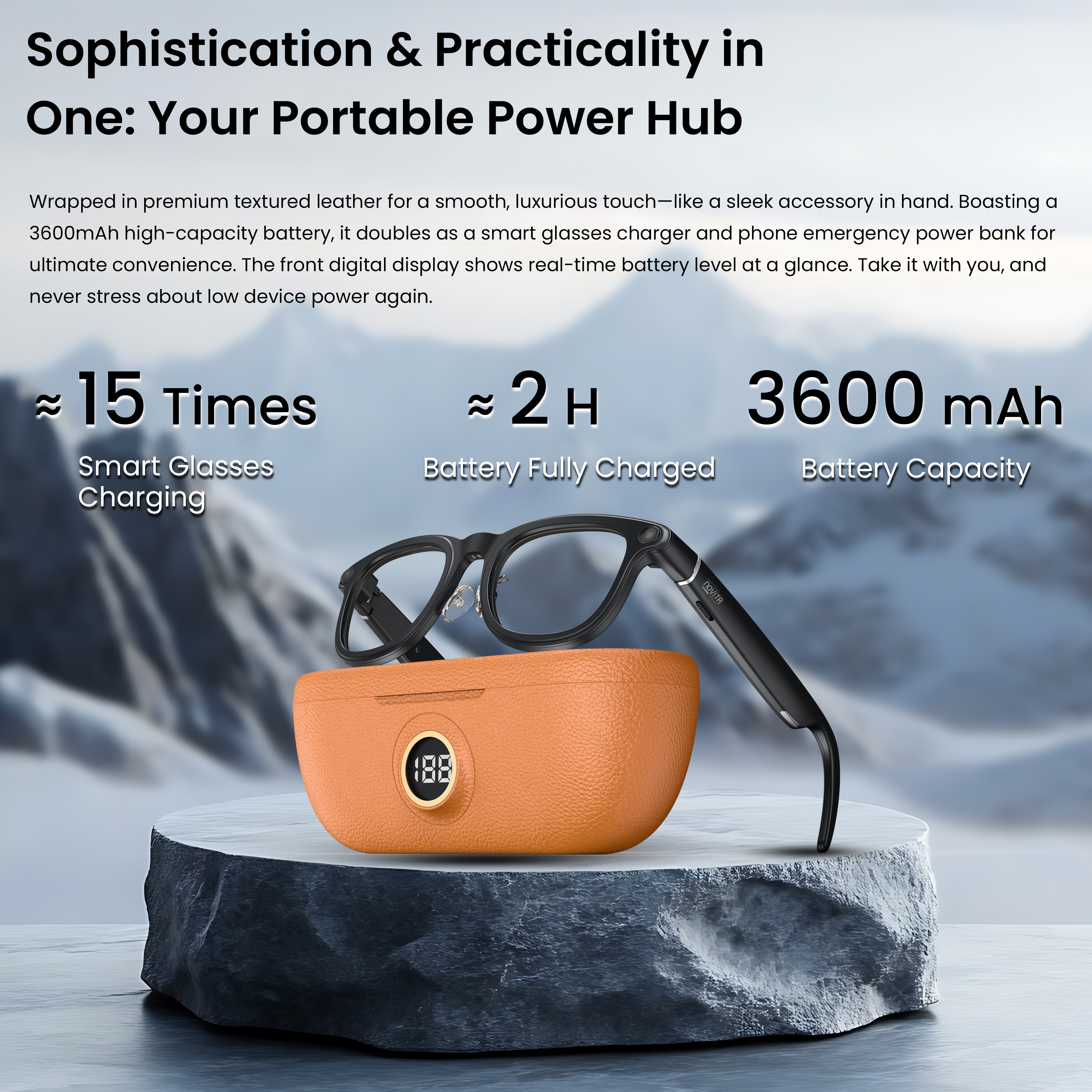 Novita Smart AI Polarised Glasses 8MP Sony Camera Video Recording, Charging Case (Black)