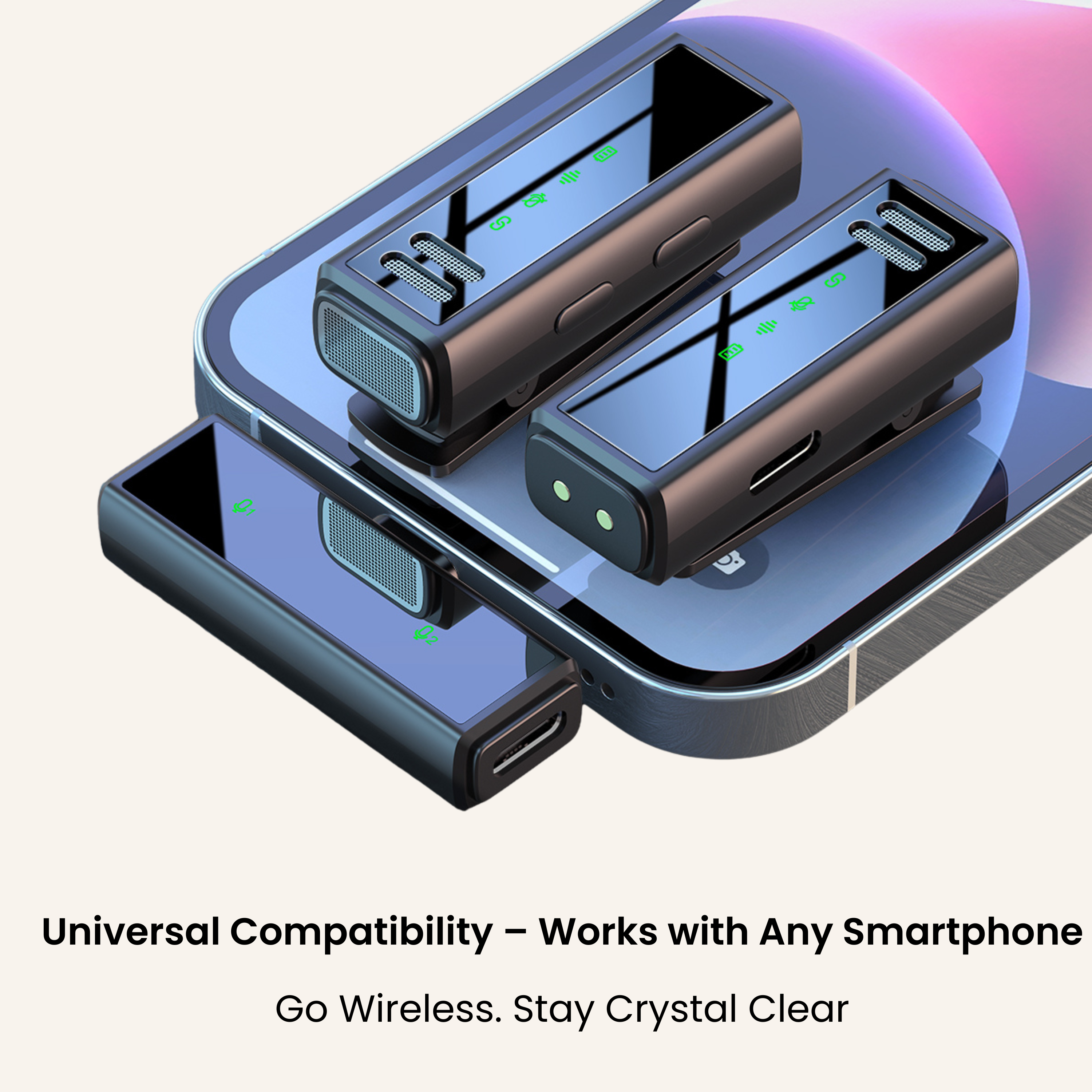 Wireless Lavalier Microphone with AI Noise Reduction, Auto Pairing, Rechargeable Charging Case for Recording & Streaming