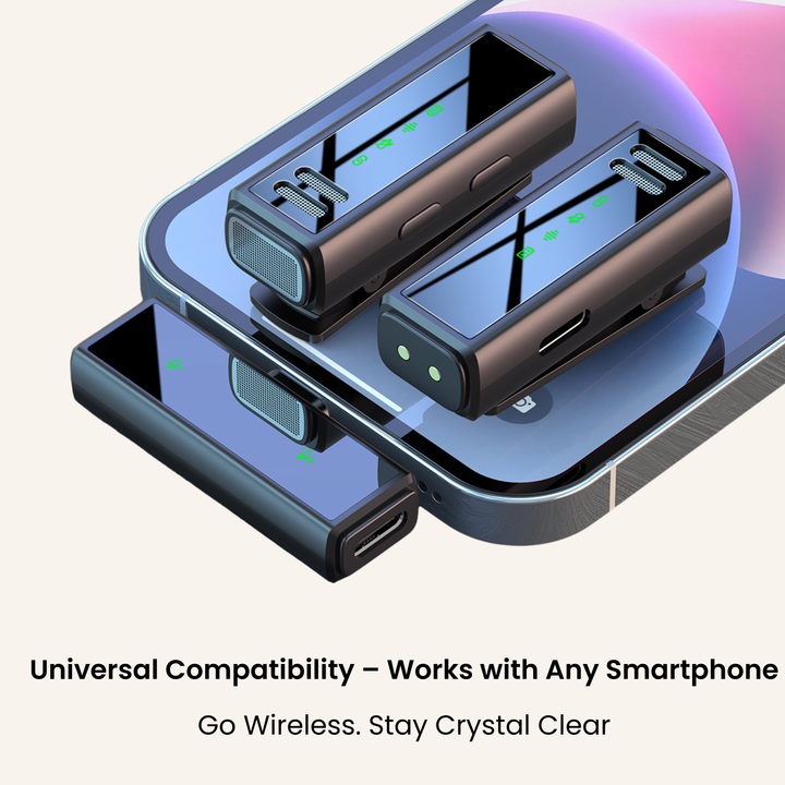 Wireless Lavalier Microphone with AI Noise Reduction, Auto Pairing, Rechargeable Charging Case for Recording & Streaming
