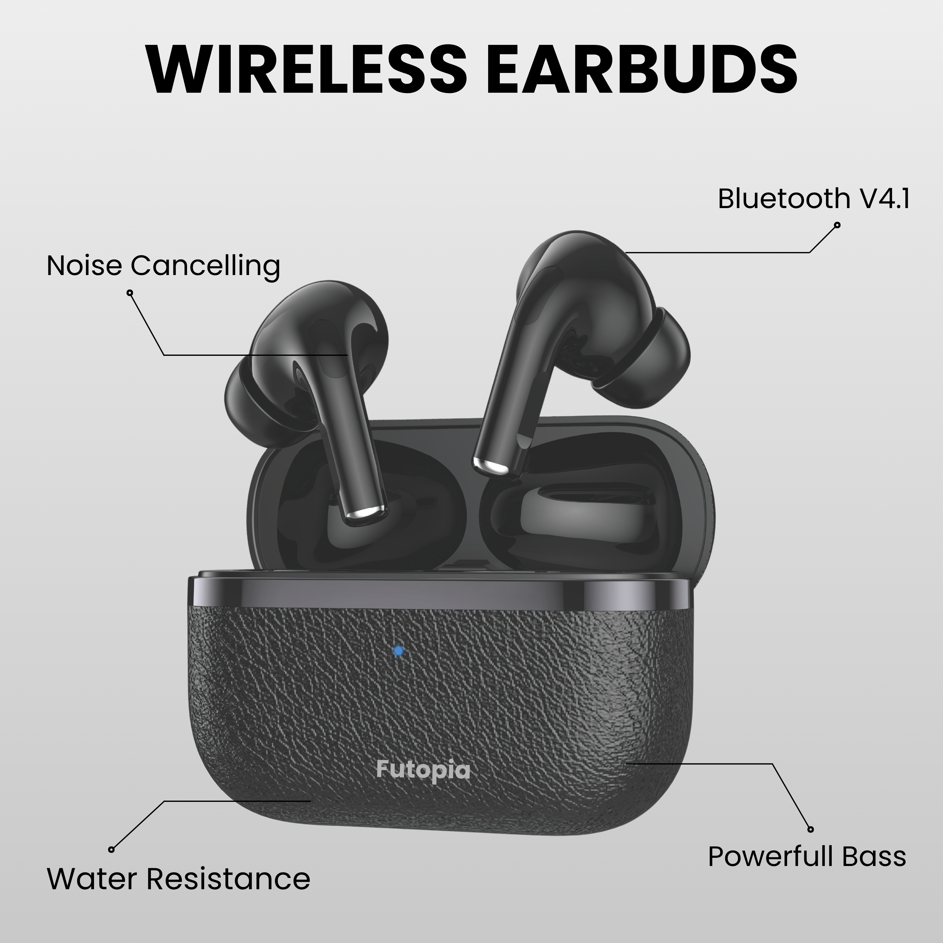 FUTOPIA SBB302 Bluetooth 5.4 TWS Earbuds with 13mm Drivers, Deep Bass, 300mAh Charging Case & Type-C Fast Charging