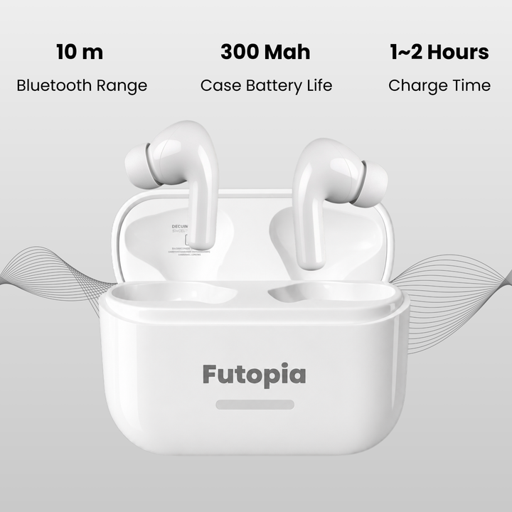 Futopia ANC Wireless Earpods with Charging Case | Bluetooth 5.4 Earbuds, Active Noise Cancellation, 13mm Drivers, Type-C Fast Charging & 4-5H Playtime (FGTWSANC3)