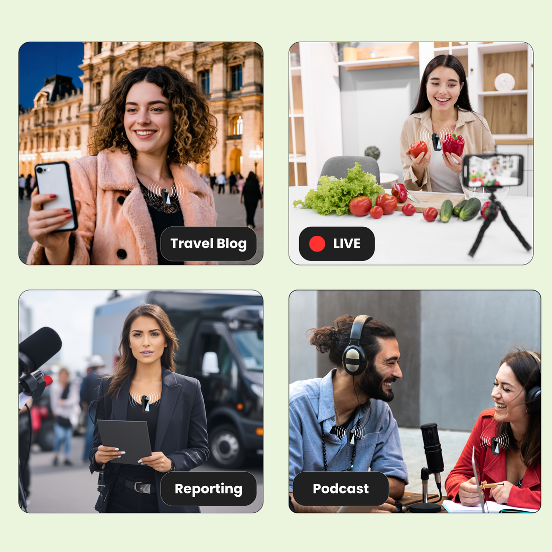 Futopia Wireless Lavalier Microphone for Type-C, 1-to-2 Professional Noise Cancelling Mic with Charging Case, 20m Range, Reverb & Monitoring, for iPhone, Android, Vlog, Live Stream & Recording
