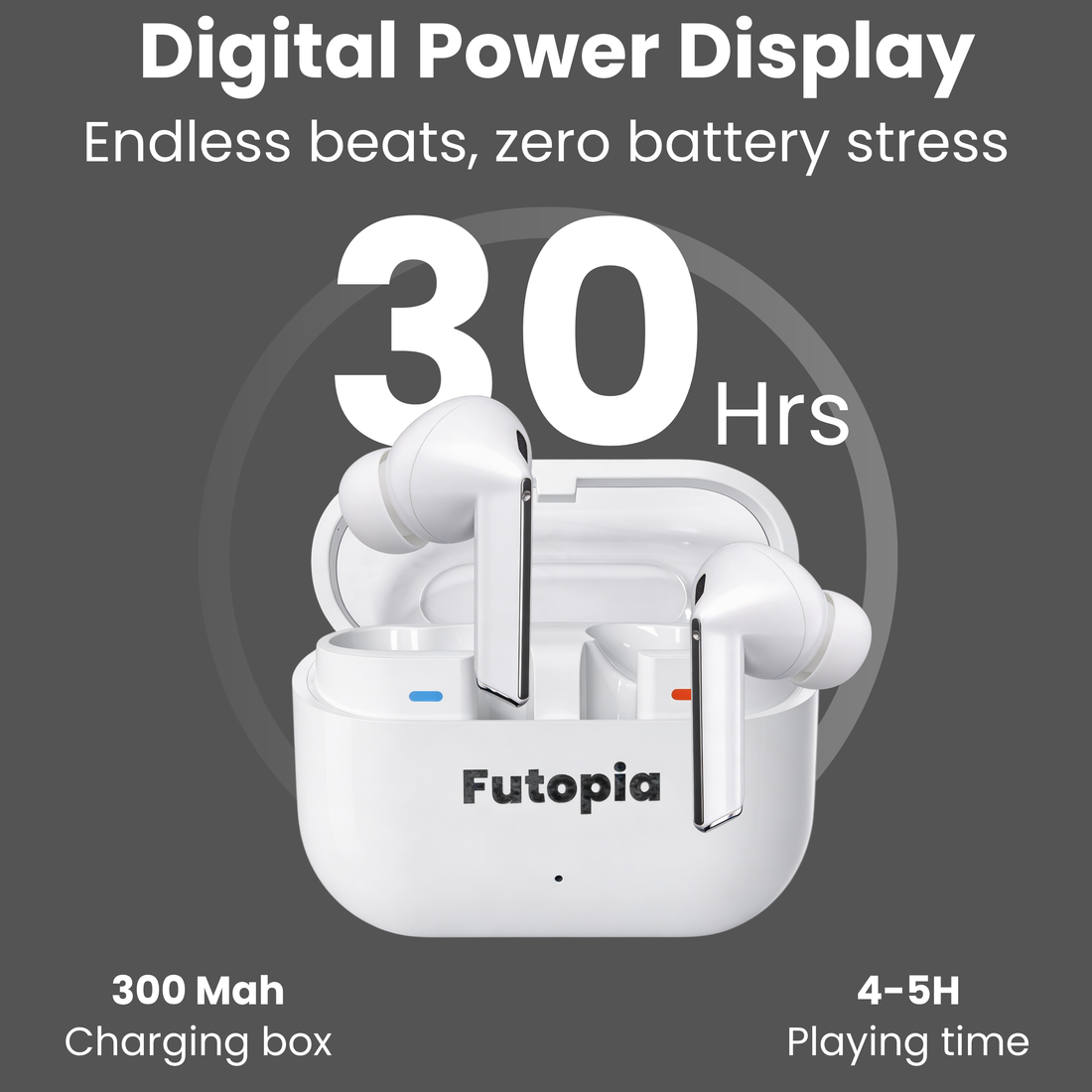 Futopia Wireless Earpods with Magnetic On/Off | Bluetooth 5.4 Earbuds, 13mm Drivers, Type-C Fast Charging, HD Sound & 4-5H Playtime (FGTWSBUDS3PRO)
