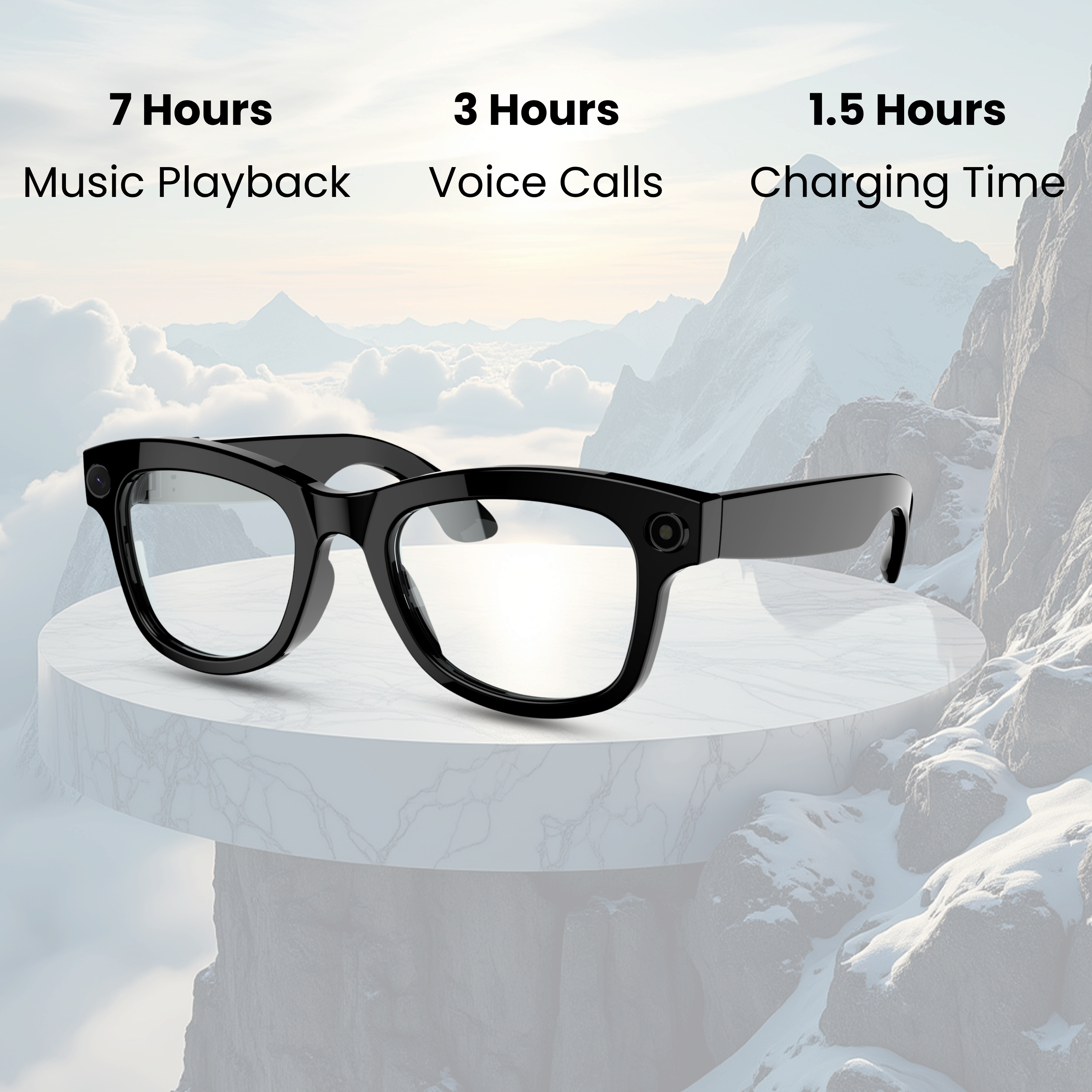 Futopia AIVIS-M AI Smart Glasses with 5MP Camera & ChatGPT – IP67 Waterproof Smart Eyewear for Men & Women – 1080p Video Recording, Real-Time Translation, Open-Ear Audio & Bluetooth 5.3 – Matte Black