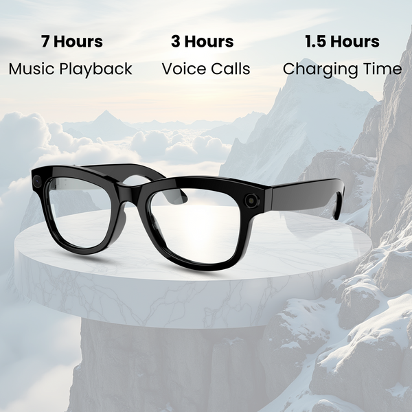 Futopia AIVIS-M AI Smart Glasses with 5MP Camera & ChatGPT – IP67 Waterproof Smart Eyewear for Men & Women – 1080p Video Recording, Real-Time Translation, Open-Ear Audio & Bluetooth 5.3 – Matte Black