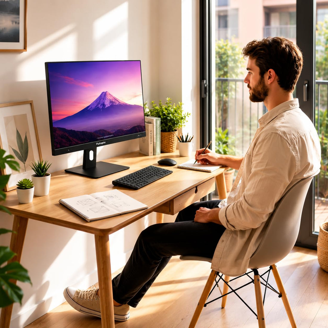 FUTOPIA A111261 All-in-One Desktop PC | Intel Core i3-14100 | 23.8" Full HD IPS Display | 8GB DDR4 RAM | 256GB NVMe SSD | Windows 11 Pro | WiFi 6 | Webcam & Mic