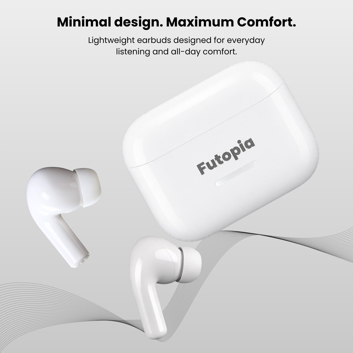 Futopia ANC Wireless Earpods with Charging Case | Bluetooth 5.4 Earbud ...