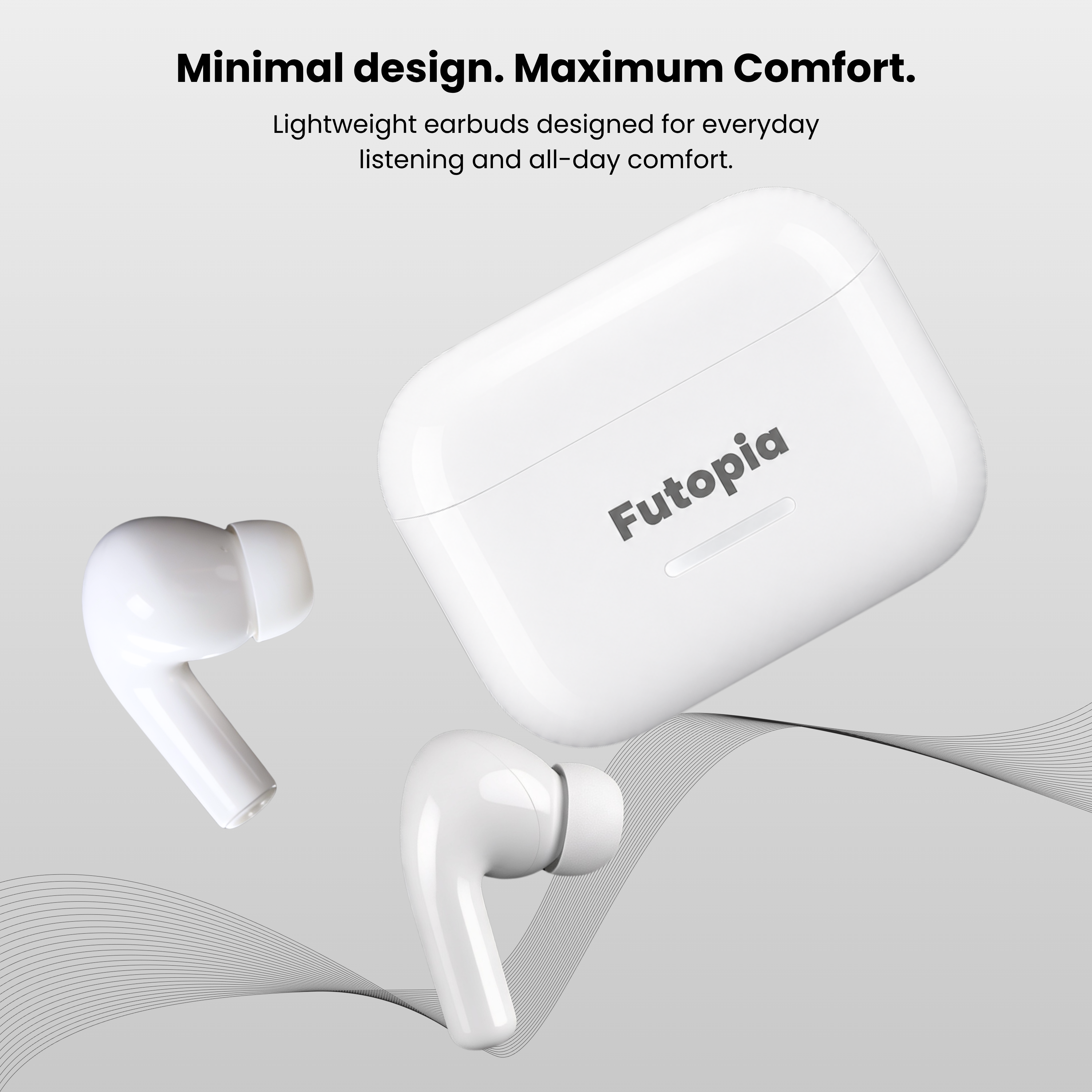Futopia ANC Wireless Earpods with Charging Case | Bluetooth 5.4 Earbuds, Active Noise Cancellation, 13mm Drivers, Type-C Fast Charging & 4-5H Playtime (FGTWSANC3)