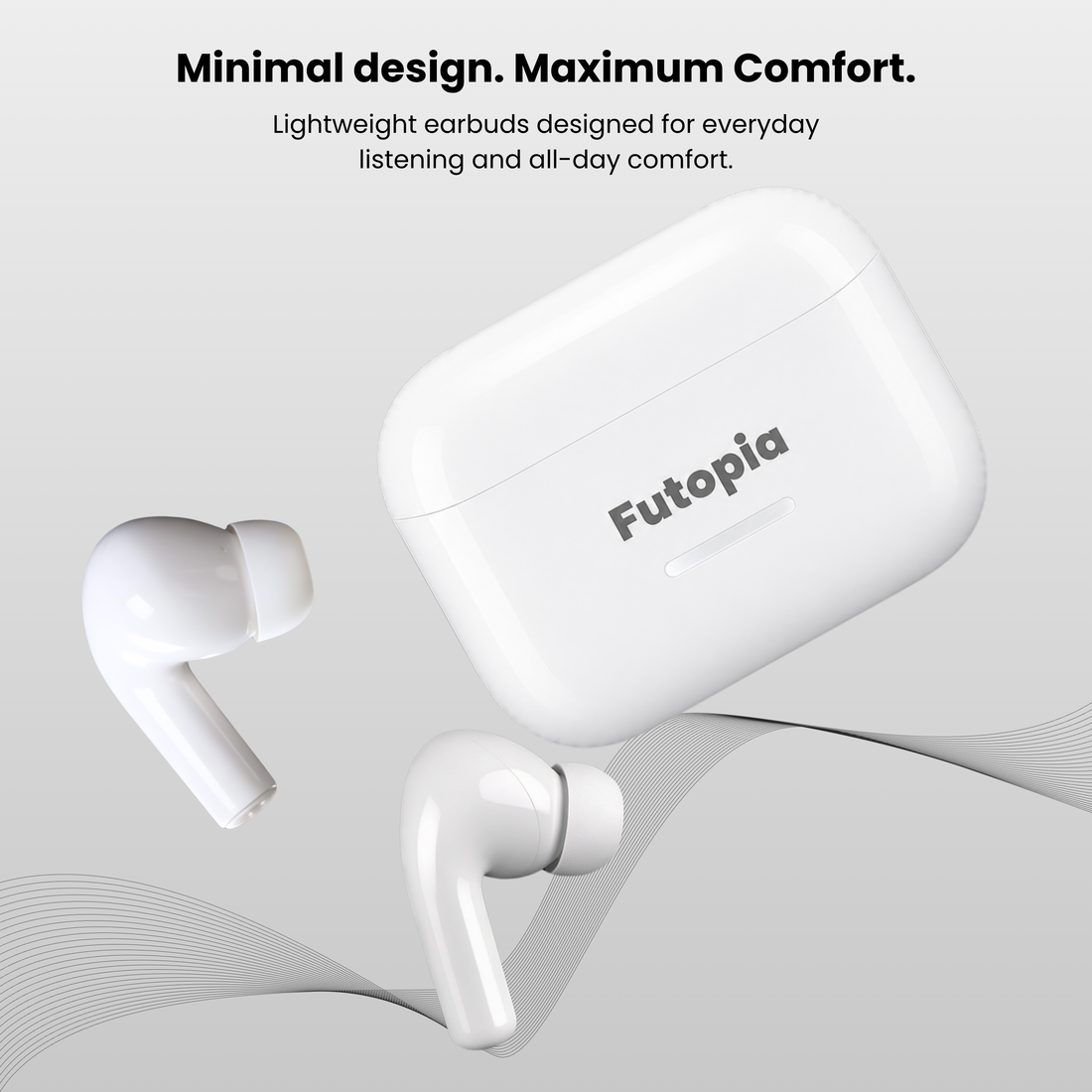 Futopia ANC Wireless Earpods with Charging Case | Bluetooth 5.4 Earbuds, Active Noise Cancellation, 13mm Drivers, Type-C Fast Charging & 4-5H Playtime (FGTWSANC3)
