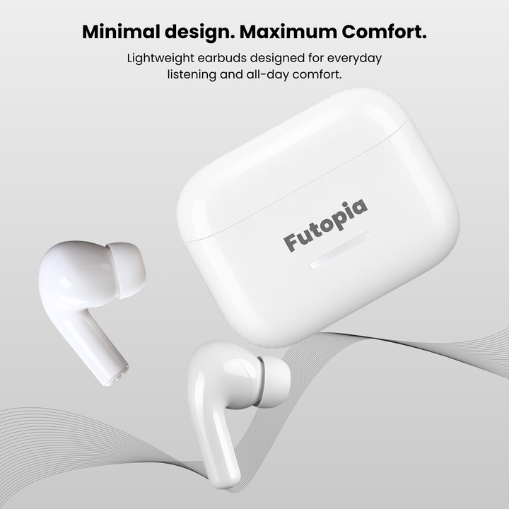 Futopia ANC Wireless Earpods with Charging Case | Bluetooth 5.4 Earbuds, Active Noise Cancellation, 13mm Drivers, Type-C Fast Charging & 4-5H Playtime (FGTWSANC3)