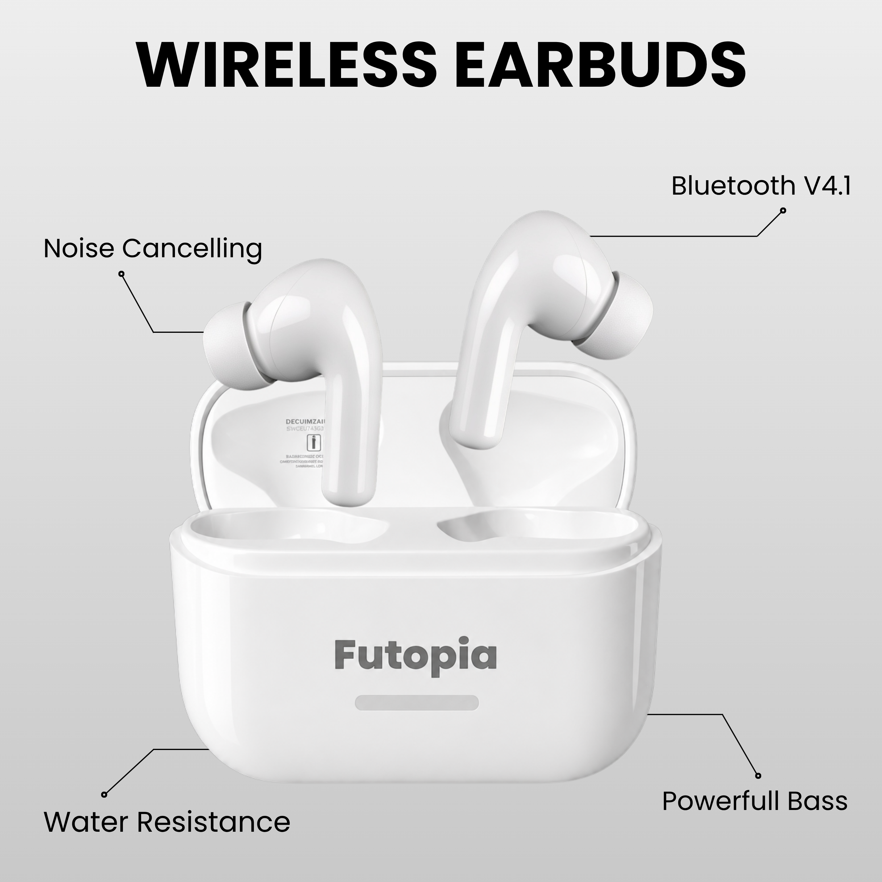 Futopia ANC Wireless Earpods with Charging Case | Bluetooth 5.4 Earbuds, Active Noise Cancellation, 13mm Drivers, Type-C Fast Charging & 4-5H Playtime (FGTWSANC3)