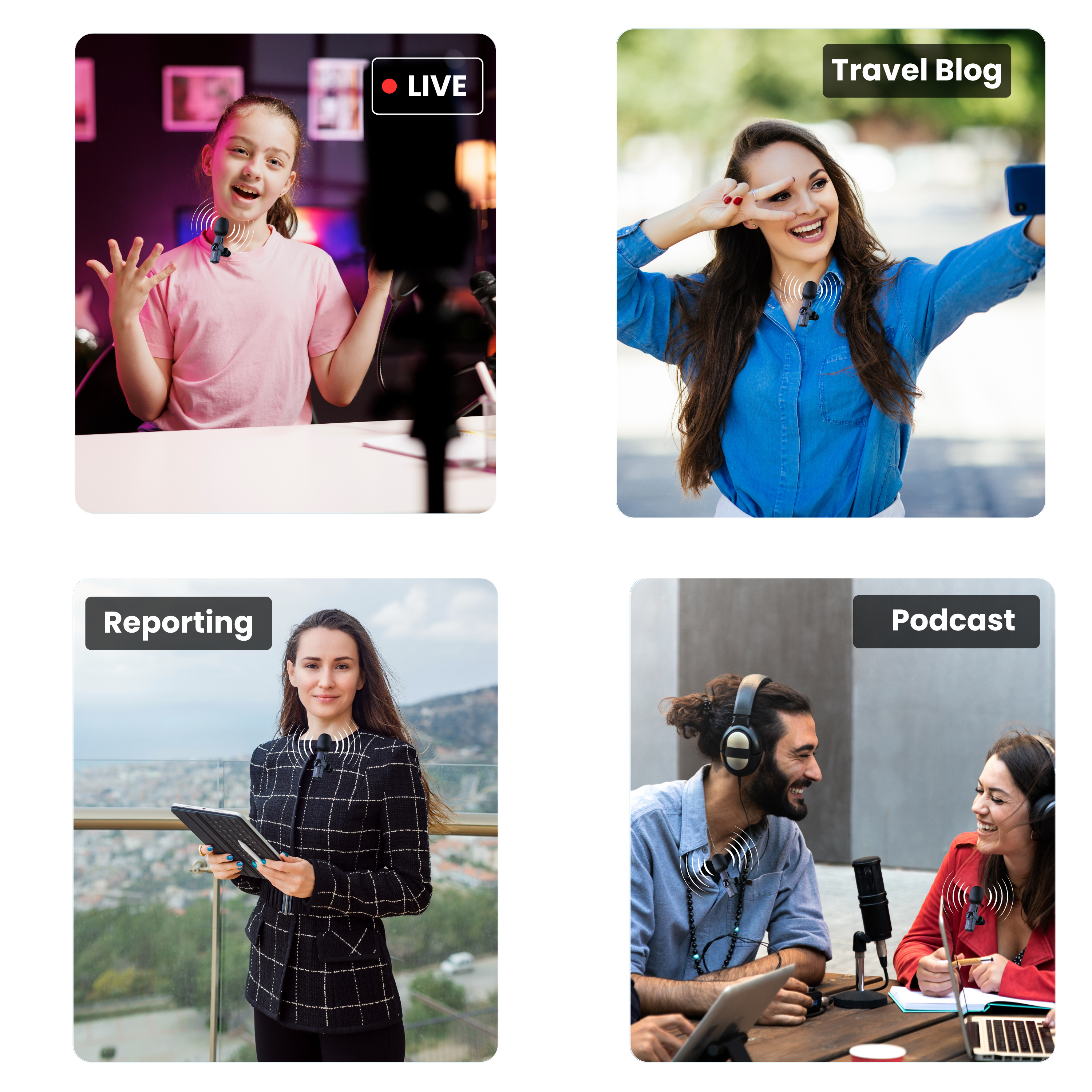 Futopia Wireless Lavalier Microphone for Android & iPhone, Plug & Play Clip-On Mic, AI Noise Cancellation, USB-C Receiver, 6H Battery, YouTube, Vlogging, Interview & Live Streaming