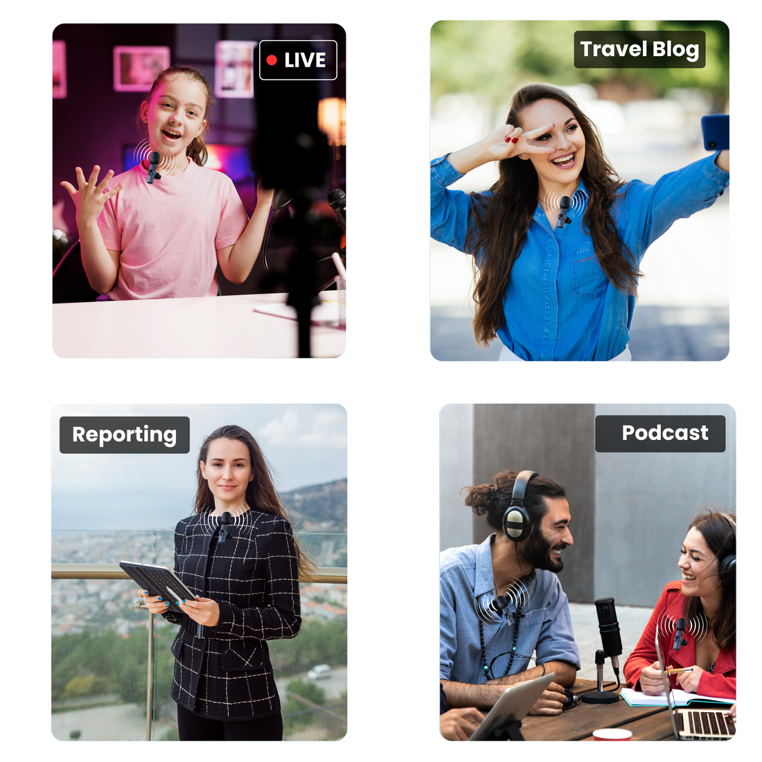 Futopia Wireless Lavalier Microphone for Android & iPhone, Plug & Play Clip-On Mic, AI Noise Cancellation, USB-C Receiver, 6H Battery, YouTube, Vlogging, Interview & Live Streaming