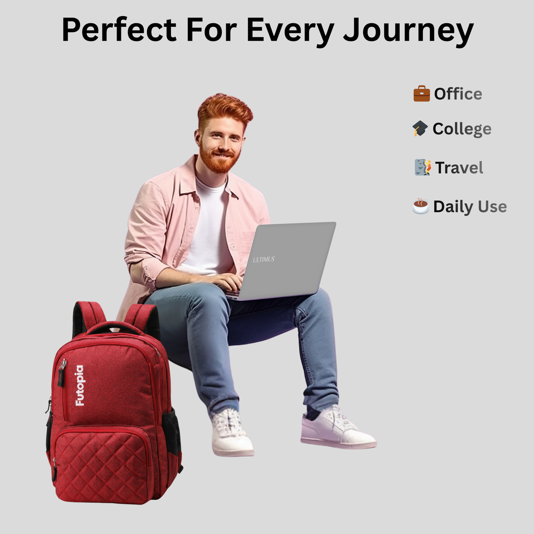 Futopia 22L Laptop Backpack – Water Resistant Office & Casual Bag for Men and Women – Fits Up to 15.6-Inch Laptops – Durable Linen Polyester (Maroon)