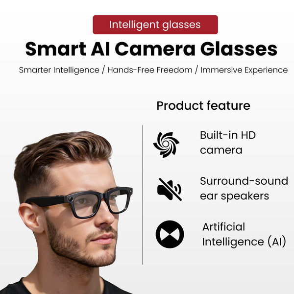 Futopia AIVIS-M AI Smart Glasses with 5MP Camera & ChatGPT – IP67 Waterproof Smart Eyewear for Men & Women – 1080p Video Recording, Real-Time Translation, Open-Ear Audio & Bluetooth 5.3 – Matte Black
