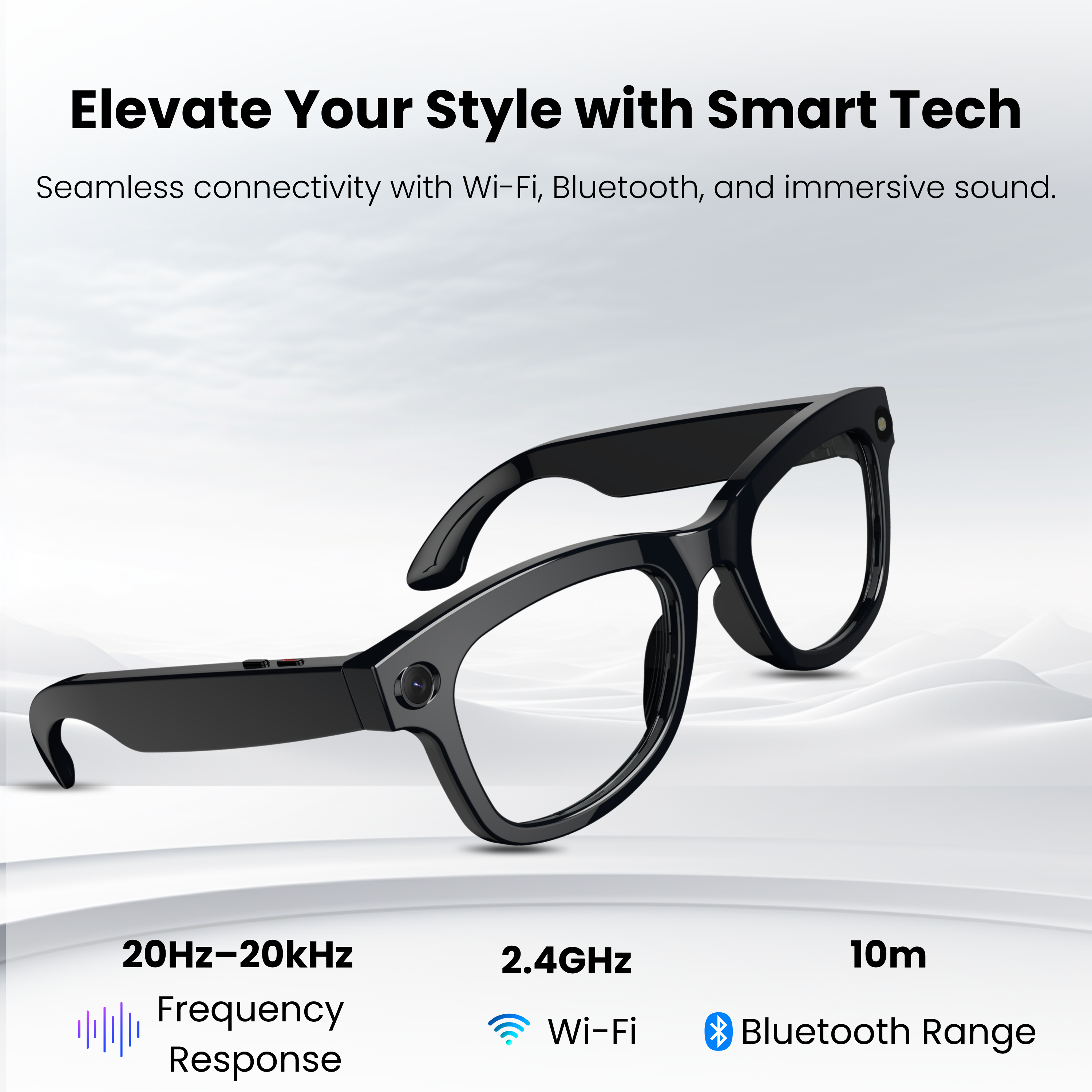 Futopia AIVIS-M AI Smart Glasses with 5MP Camera & ChatGPT – IP67 Waterproof Smart Eyewear for Men & Women – 1080p Video Recording, Real-Time Translation, Open-Ear Audio & Bluetooth 5.3 – Matte Black