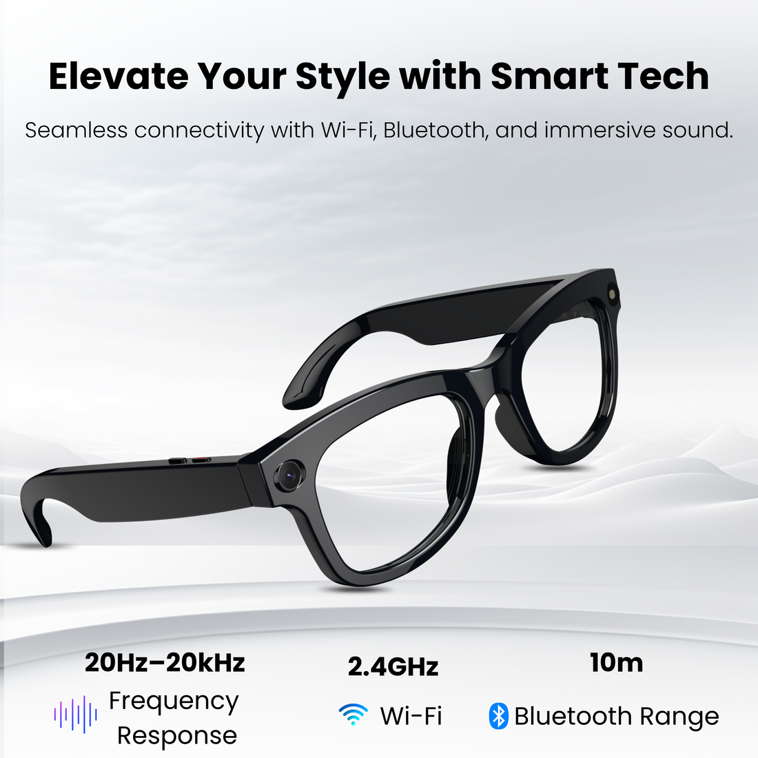 Futopia AIVIS-M AI Smart Glasses with 5MP Camera & ChatGPT – IP67 Waterproof Smart Eyewear for Men & Women – 1080p Video Recording, Real-Time Translation, Open-Ear Audio & Bluetooth 5.3 – Matte Black