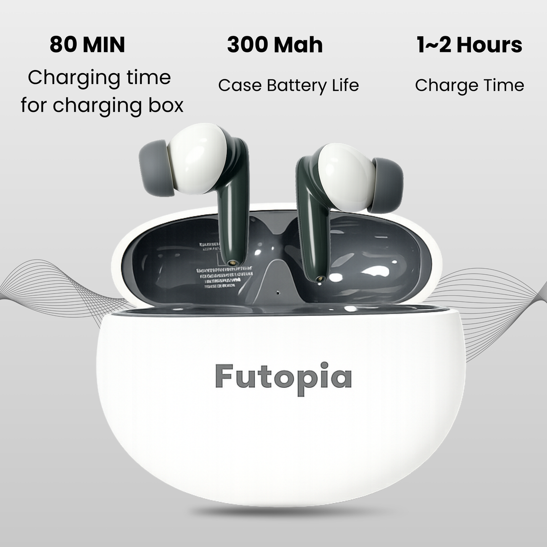 Futopia Wireless Bluetooth Earbuds v5.4 with Charging Case | 10mm HD Sound Drivers | Type-C Fast Charging | 4-5H Playtime | 10-15M Range | Lightweight In-Ear Headphones