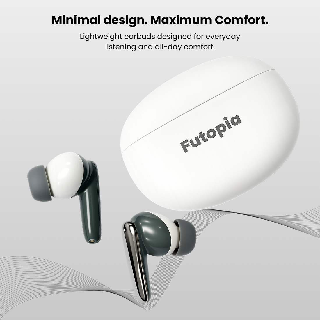 Futopia Wireless Bluetooth Earbuds v5.4 with Charging Case | 10mm HD Sound Drivers | Type-C Fast Charging | 4-5H Playtime | 10-15M Range | Lightweight In-Ear Headphones