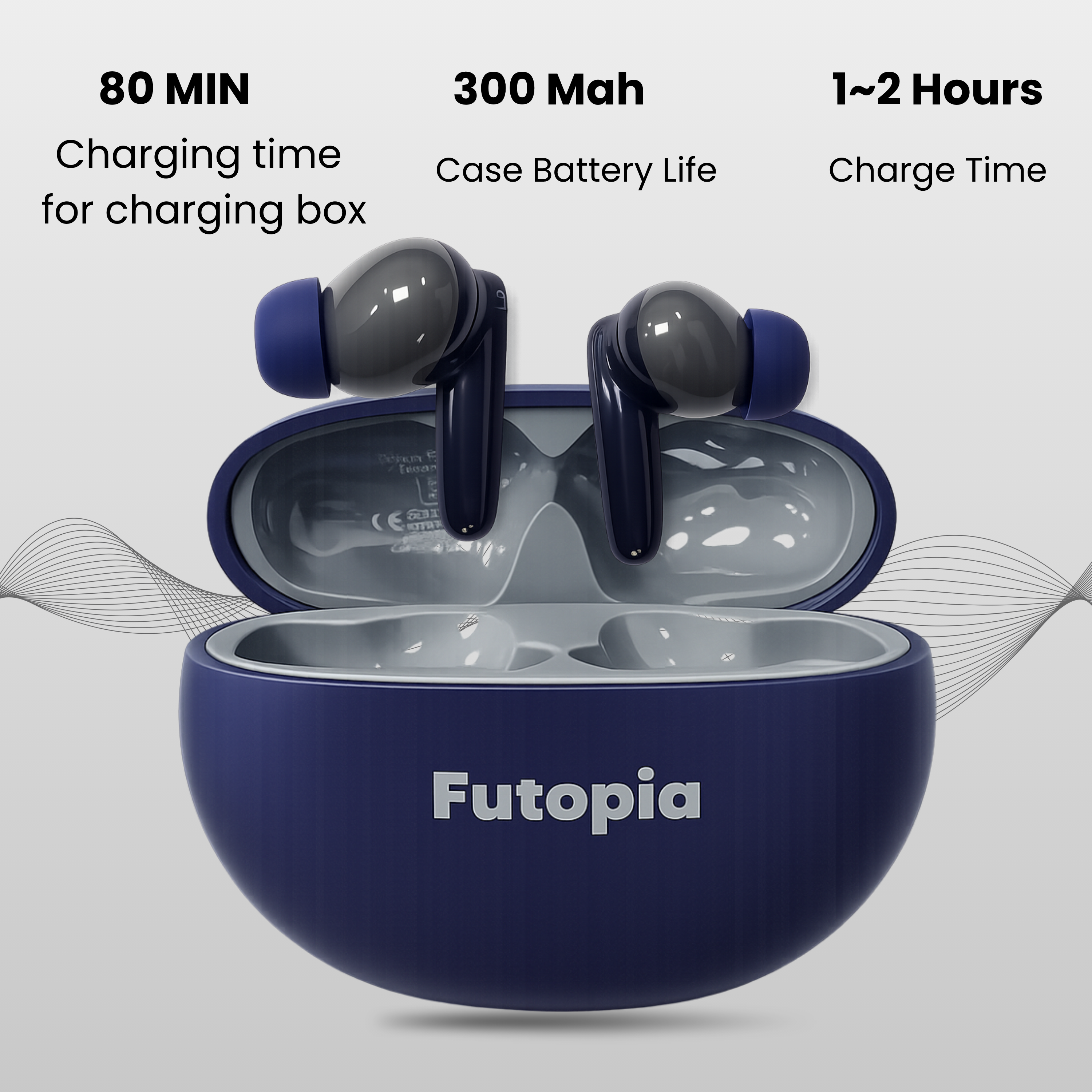 Futopia Wireless Bluetooth Earbuds v5.4 with Charging Case | 10mm HD Sound Drivers | Type-C Fast Charging | 4-5H Playtime | 10-15M Range | Lightweight In-Ear Headphones