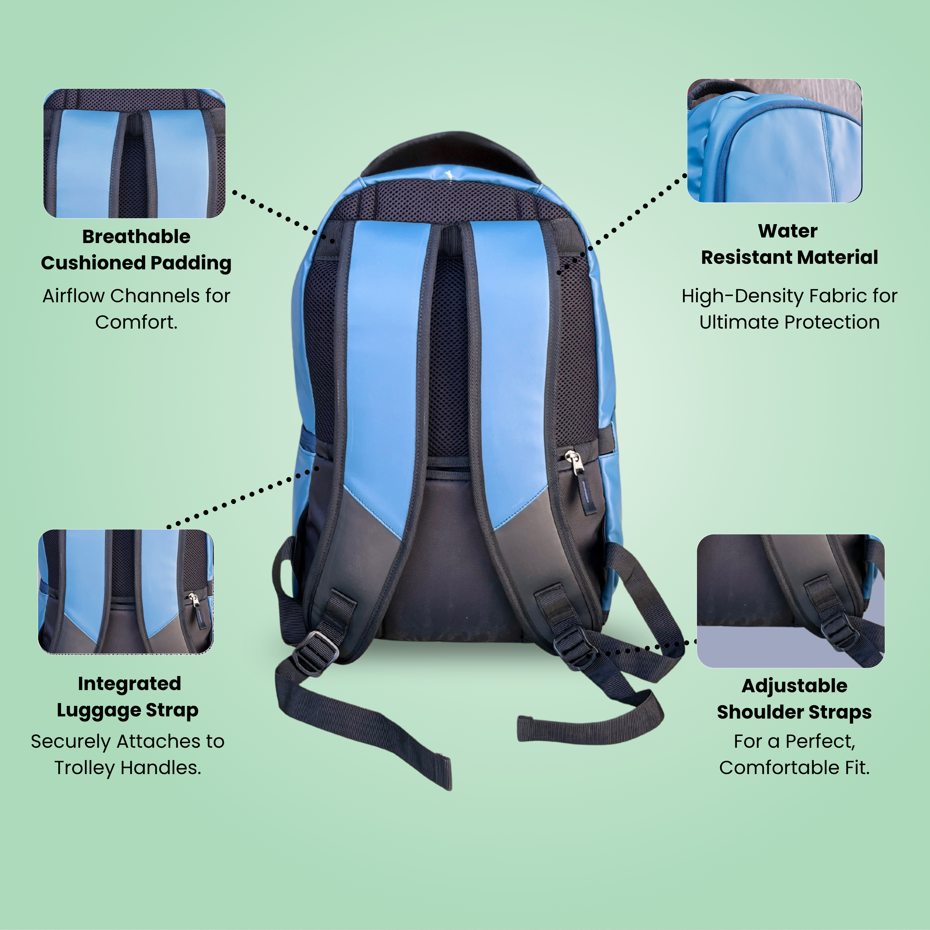 Premium 26L Capacity Backpack Casual Bag With Fit 15.6 Inch Laptop, Side And Front Side Zipp Store, Luggage Strap, Lightweight & Durable Design For Men & Women Perfect For Office & College -blue