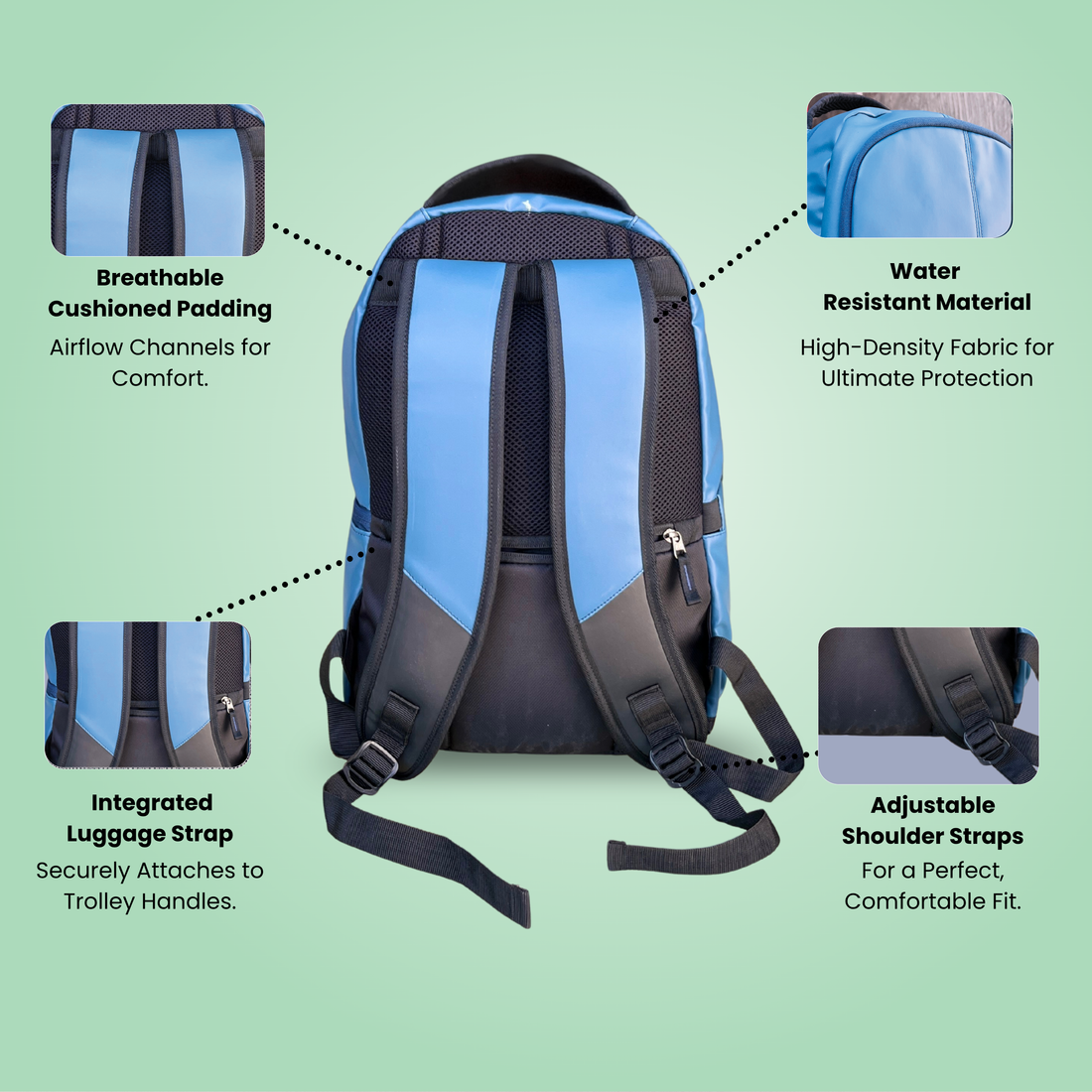 Premium 26L Capacity Backpack Casual Bag With Fit 15.6 Inch Laptop, Side And Front Side Zipp Store, Luggage Strap, Lightweight & Durable Design For Men & Women Perfect For Office & College -blue