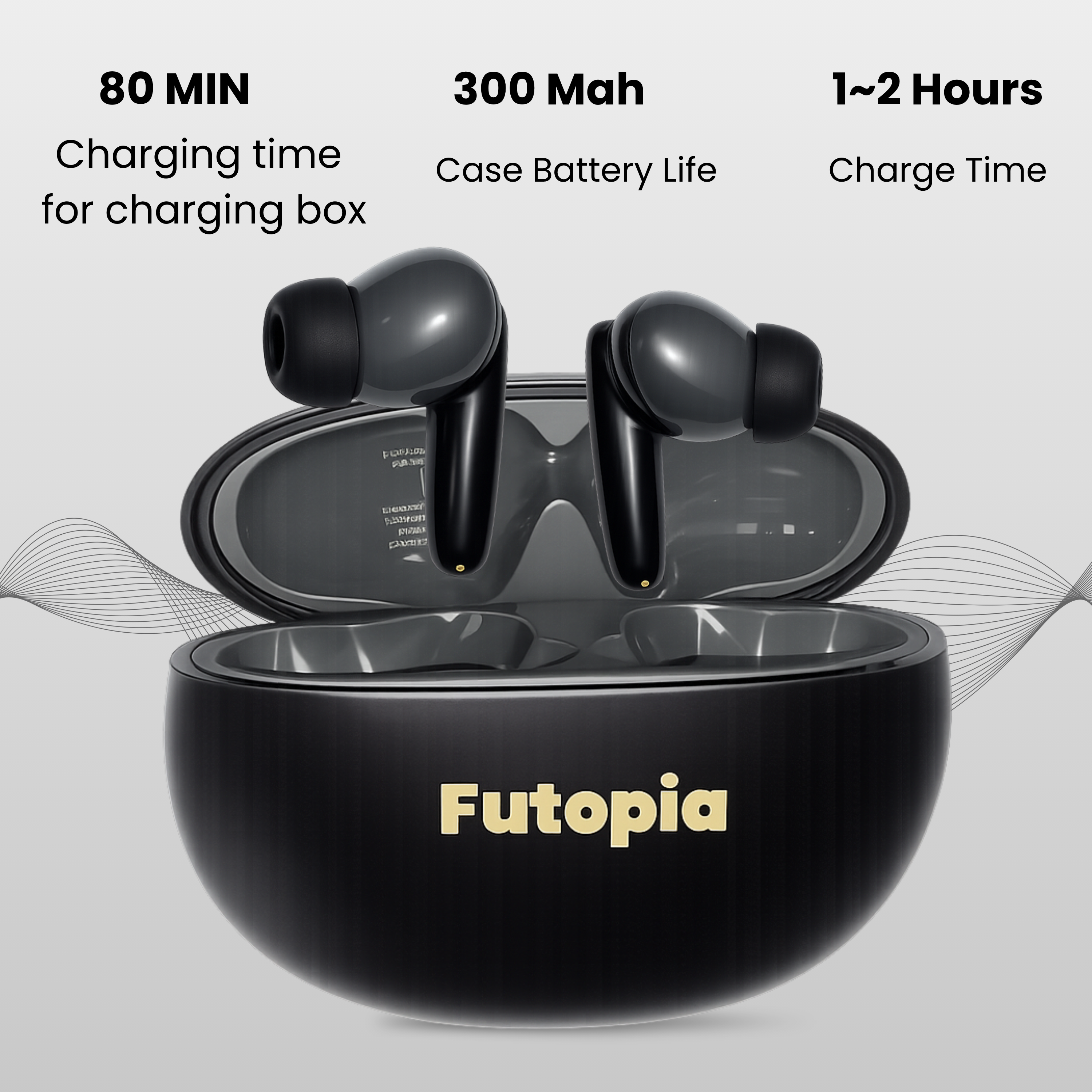 Futopia Wireless Bluetooth Earbuds v5.4 with Charging Case | 10mm HD Sound Drivers | Type-C Fast Charging | 4-5H Playtime | 10-15M Range | Lightweight In-Ear Headphones