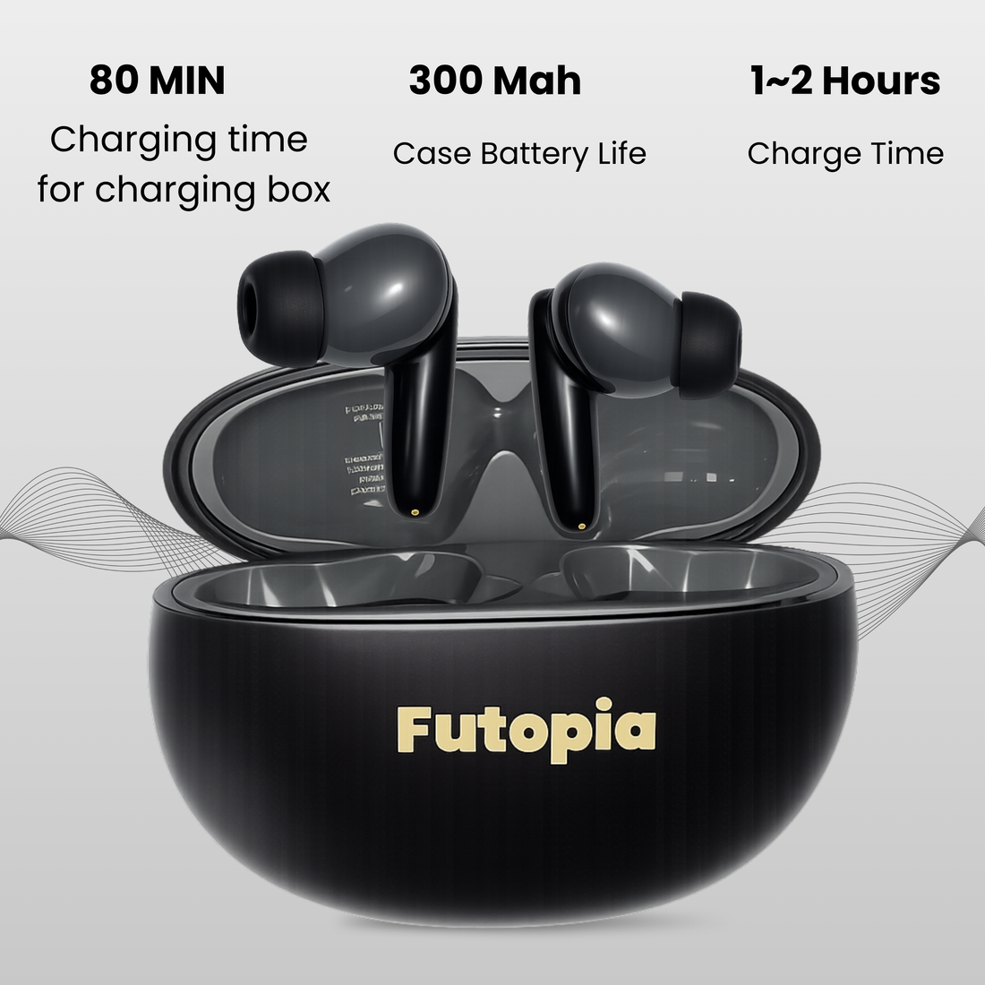 Futopia Wireless Bluetooth Earbuds v5.4 with Charging Case | 10mm HD Sound Drivers | Type-C Fast Charging | 4-5H Playtime | 10-15M Range | Lightweight In-Ear Headphones