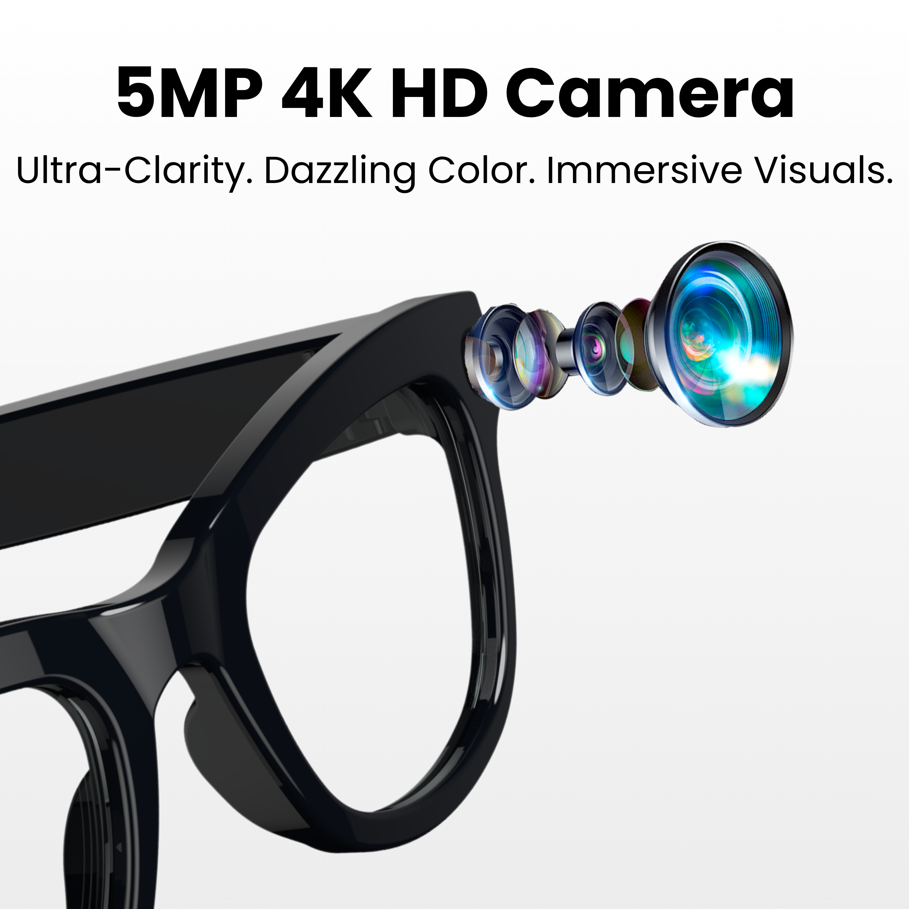 Futopia AIVIS-M AI Smart Glasses with 5MP Camera & ChatGPT – IP67 Waterproof Smart Eyewear for Men & Women – 1080p Video Recording, Real-Time Translation, Open-Ear Audio & Bluetooth 5.3 – Matte Black