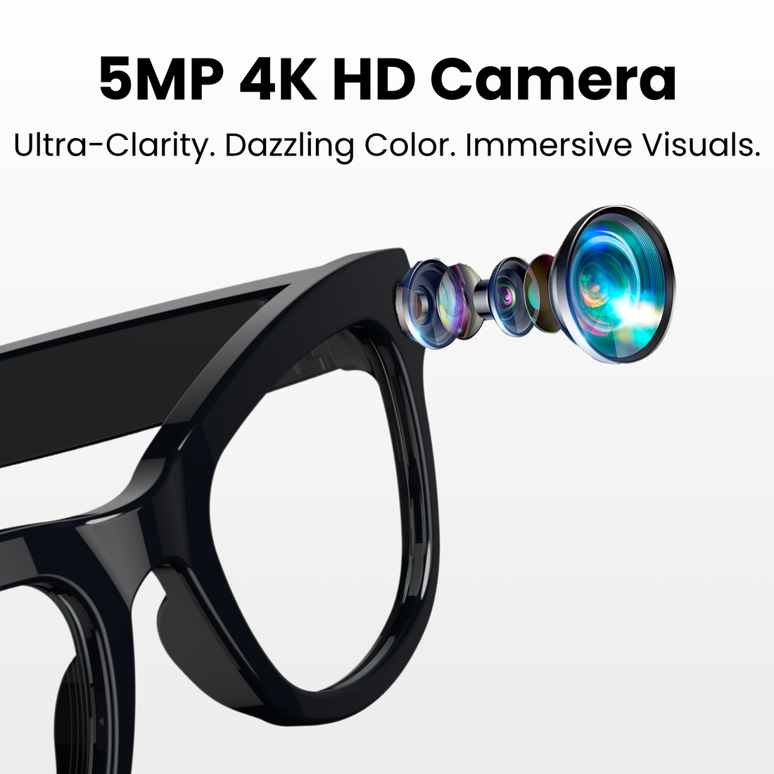 Futopia AIVIS-M AI Smart Glasses with 5MP Camera & ChatGPT – IP67 Waterproof Smart Eyewear for Men & Women – 1080p Video Recording, Real-Time Translation, Open-Ear Audio & Bluetooth 5.3 – Matte Black