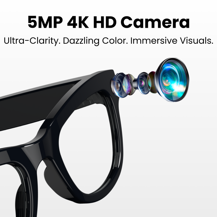 Futopia AIVIS-M AI Smart Glasses with 5MP Camera & ChatGPT – IP67 Waterproof Smart Eyewear for Men & Women – 1080p Video Recording, Real-Time Translation, Open-Ear Audio & Bluetooth 5.3 – Matte Black