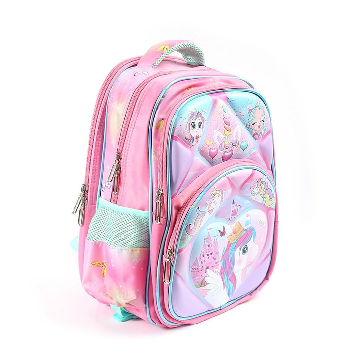 Futopia Kids' School Bag 3-Piece Set: Mixed Characters Backpack (4 Chains, 2 Side Pockets) with Matching Lunch Bag & Pencil Case - Durable & Fun for Boys & Girls