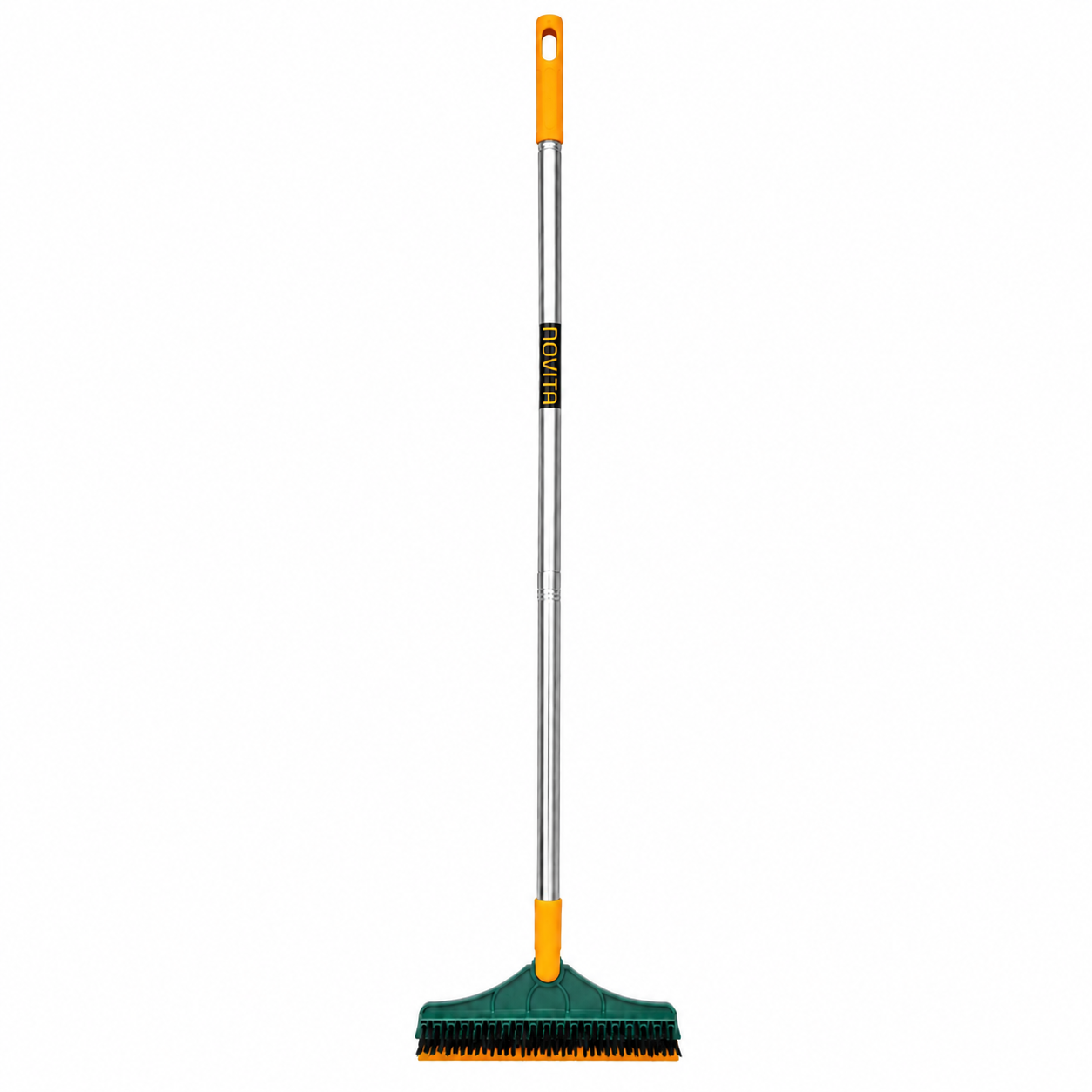 Novita 3-in-1 Bathroom Cleaning Brush with Wiper, Long Handle 180° Rotating Floor Scrub Brush, Hard Bristle Tile & Toilet Cleaning Brush for Bathroom, Kitchen