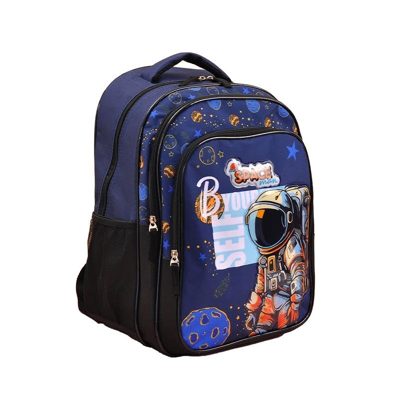 5-in-1 Astro Space School Bag Set for Kids - Backpack with 3 Chains, 2 Side Pockets, Insulated Lunch Bag, Lunch Box, Water Bottle & Pencil Case - Durable & Ergonomic Design