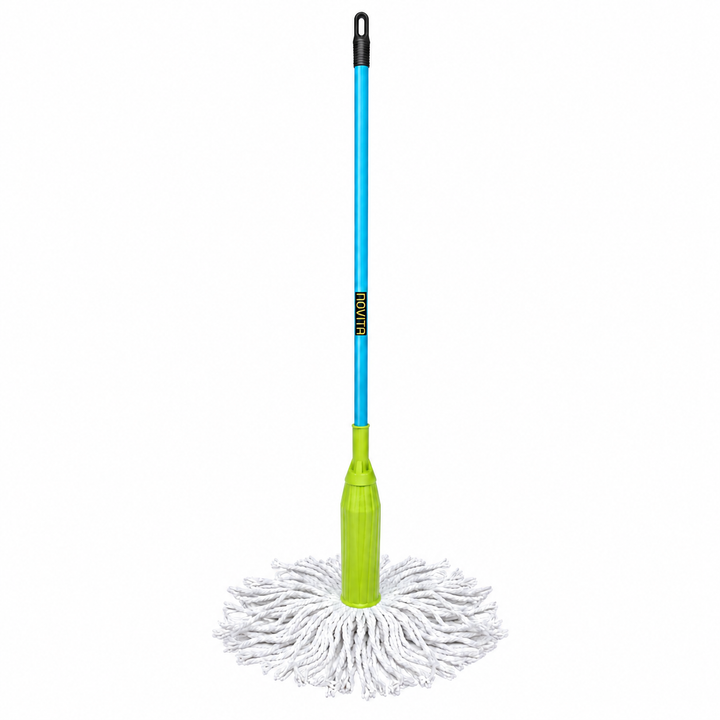 Novita Super Absorbent Twist Mop for Floor Cleaning | 2-in-1 Wet & Dry Microfiber Mop with Adjustable Long Handle | 360° Cleaning for Bathroom, Home & Tiles | Includes Replaceable Head- Multicolor