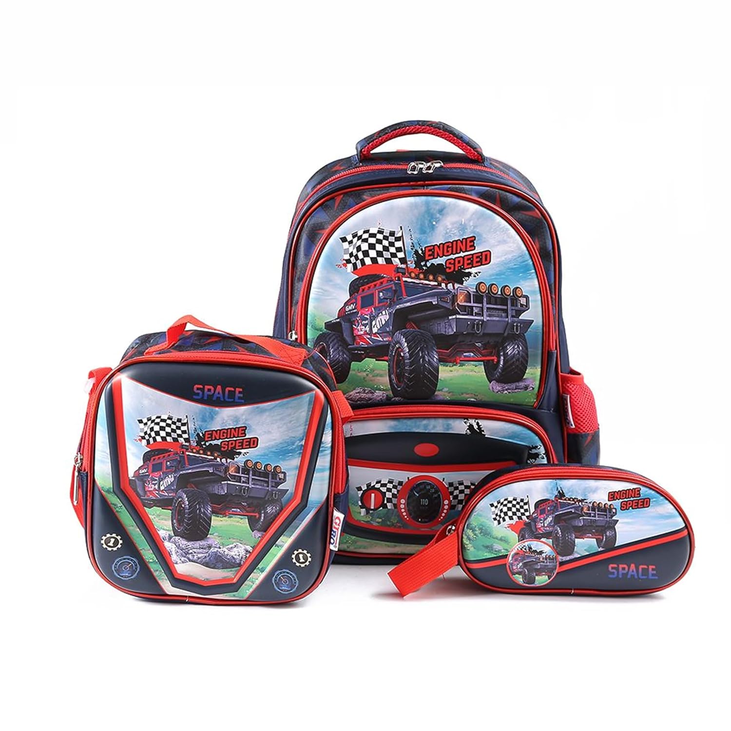 Futopia Kids' School Bag 3-Piece Set: Mixed Characters Backpack with Matching Lunch Bag & Pencil Case - Durable & Fun for Boys & Girls (Assorted Design)