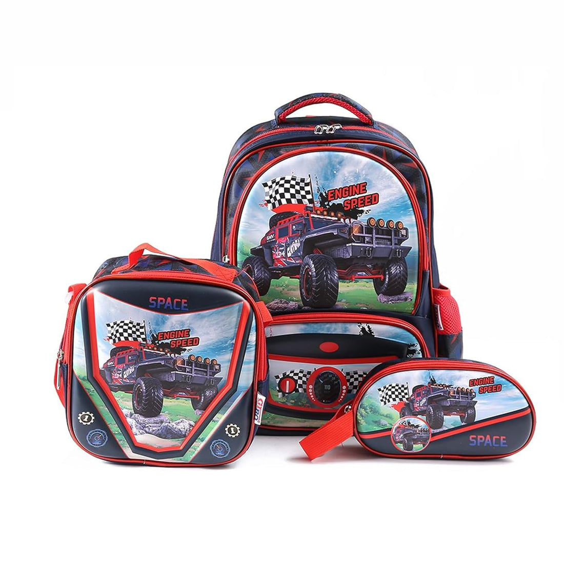 Futopia Kids' School Bag 3-Piece Set: Mixed Characters Backpack with Matching Lunch Bag & Pencil Case - Durable & Fun for Boys & Girls (Assorted Design)