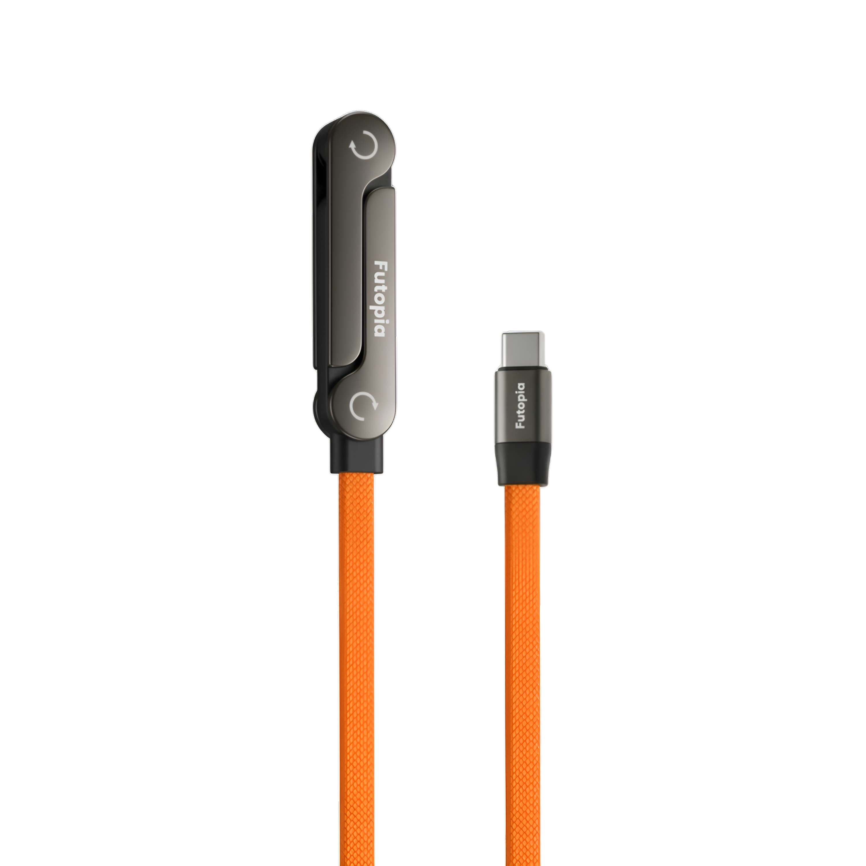 Futopia 2-in-1 240W Fast Charging type-C to type-c Cable with Built-in Adjustable Metal Invisible holder Phone Stand | 1.5m Durable Braided Cable for Smartphones, Tablets, Laptops, Gaming- Orange