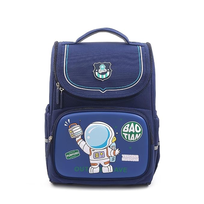 Astro Space Kids Backpack - Double Chain Design, 2 Side Pockets - Fun & Durable School Bag for Boys & Girls