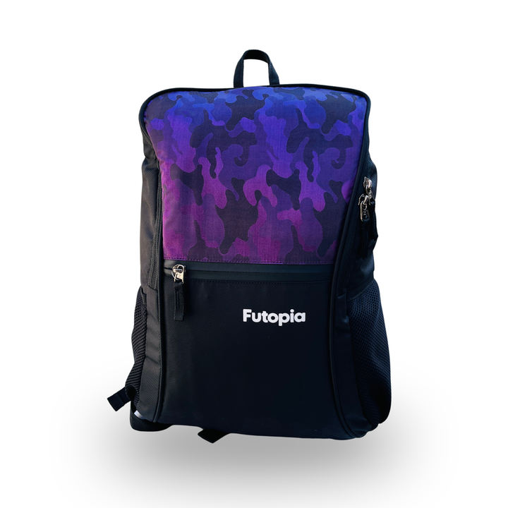 Futopia Premium Design 35L Capacity Backpack With Fit 17.3 Inch Laptop, 1 Large Storage, 1 Front Zipp | 2 Side Bottle Pocket For Men And Women, Unisex - Perfect For Office & College - Grey - Purple & Black