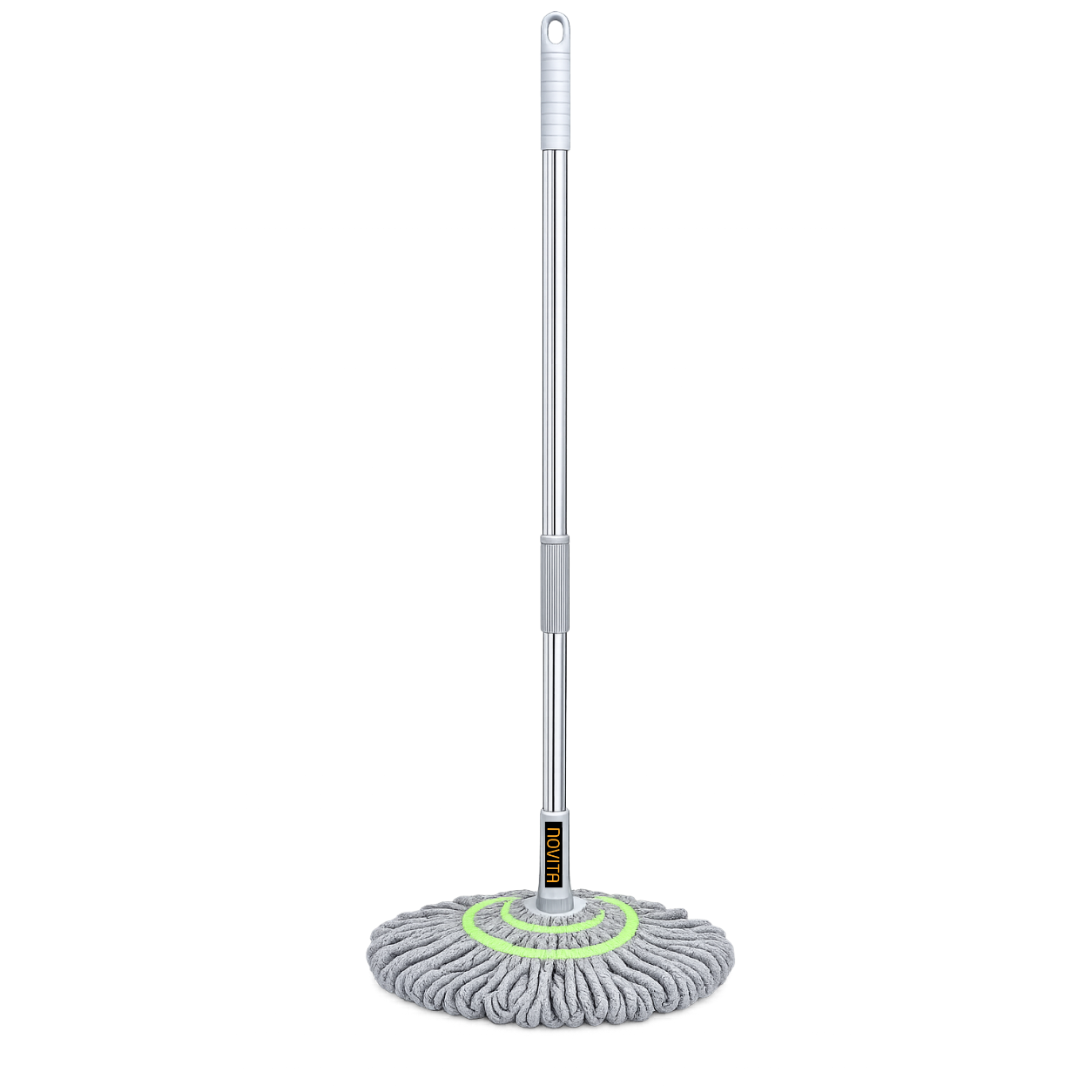 Novita Self-Wringing Twist Mop – Easy Squeeze Floor Cleaner with 360 Degree Rotation, Extendable Stainless Steel Long Handle & Super Absorbent Microfiber Heads for Home & Office Floor Cleaning