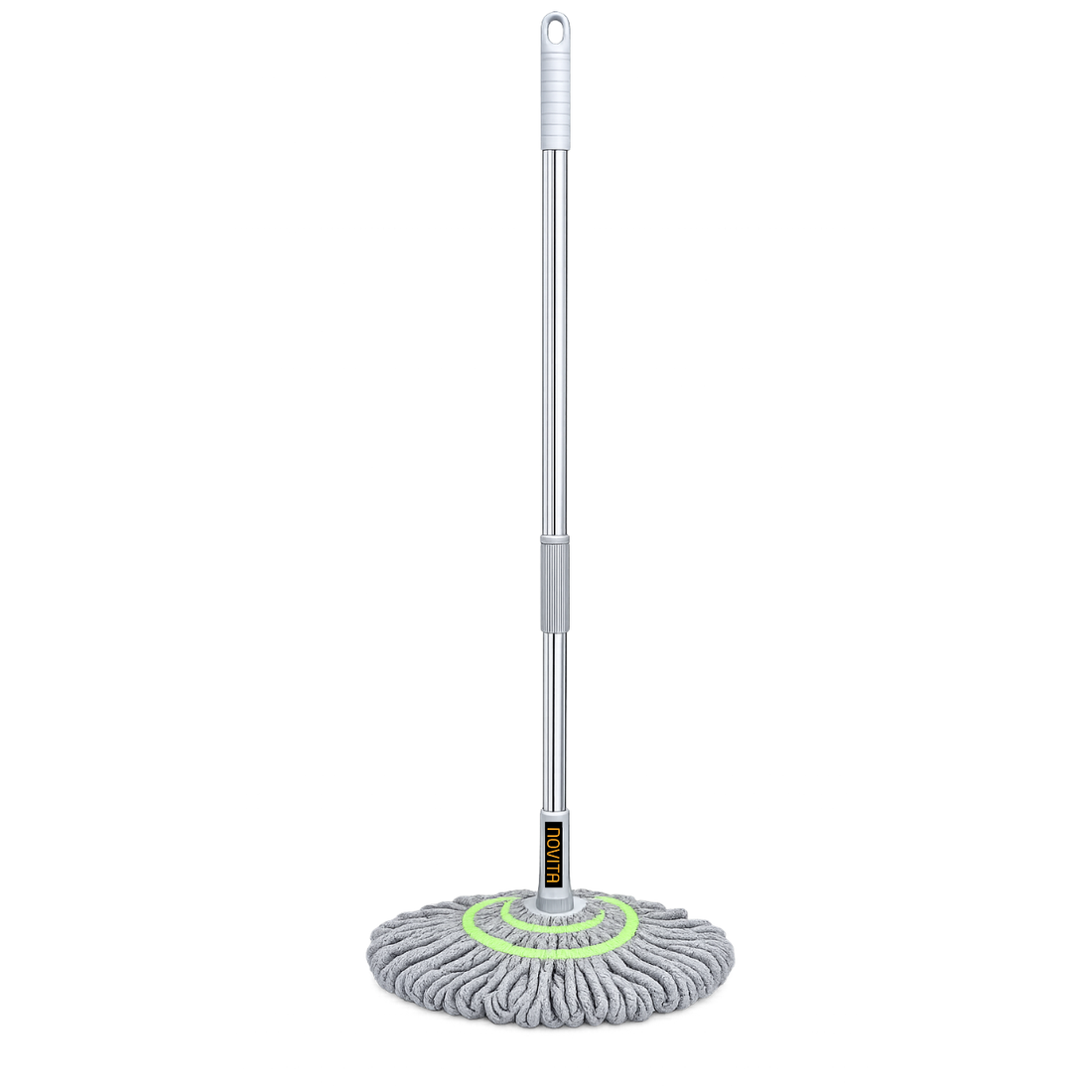 Novita Self-Wringing Twist Mop – Easy Squeeze Floor Cleaner with 360 Degree Rotation, Extendable Stainless Steel Long Handle & Super Absorbent Microfiber Heads for Home & Office Floor Cleaning