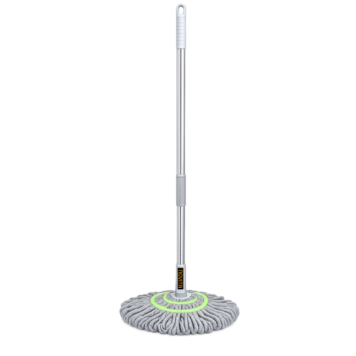 Novita Self-Wringing Twist Mop – Easy Squeeze Floor Cleaner with 360 Degree Rotation, Extendable Stainless Steel Long Handle & Super Absorbent Microfiber Heads for Home & Office Floor Cleaning