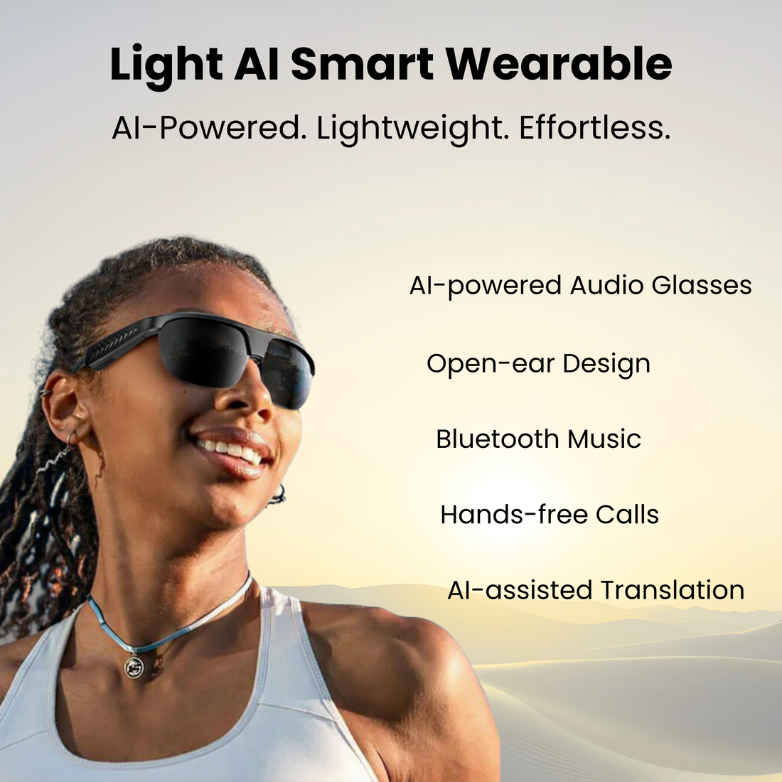 Futopia AIVIS-L AI Smart Audio Glasses with ENC Noise Cancellation, Stereo Speakers, AI Translation-Hands-Free Music,Calls,Open Ear Music, Sport Headset, Connect with Your Mobile